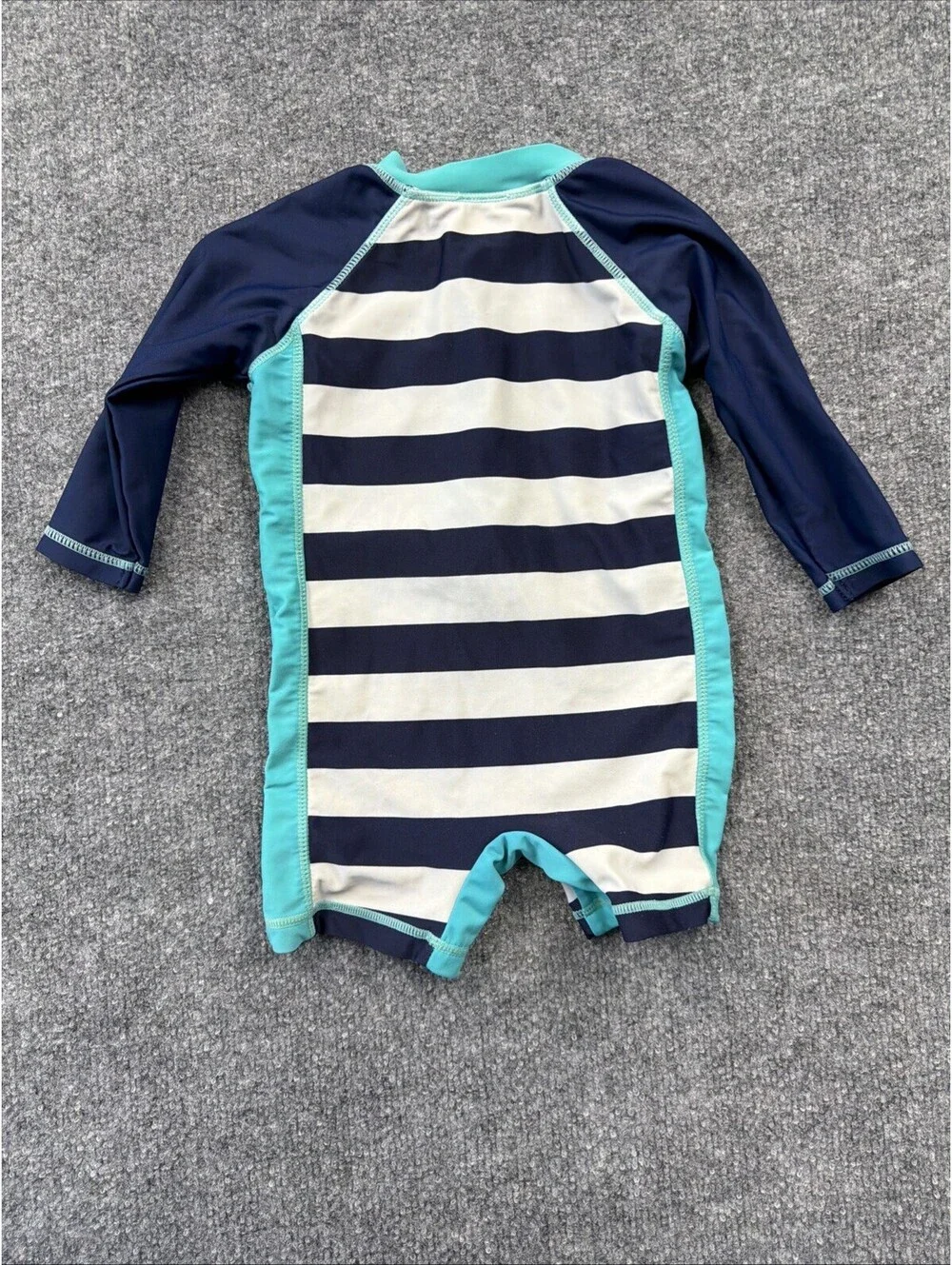 Wishere Boys One Piece Navy blue and Teal Baby Swimsuit 12/18 Mo